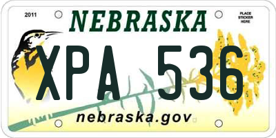 NE license plate XPA536
