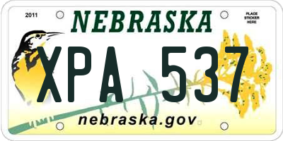 NE license plate XPA537