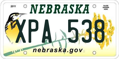 NE license plate XPA538