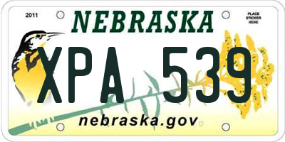 NE license plate XPA539