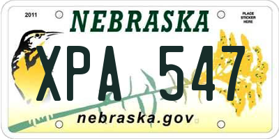 NE license plate XPA547