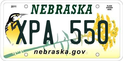 NE license plate XPA550