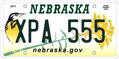 NE license plate XPA555