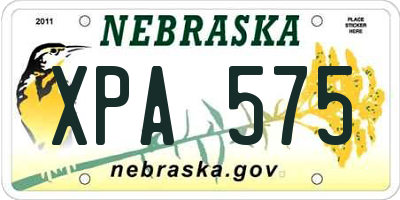 NE license plate XPA575