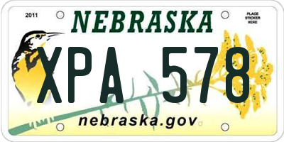 NE license plate XPA578