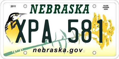 NE license plate XPA581