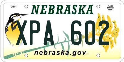 NE license plate XPA602