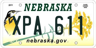 NE license plate XPA611