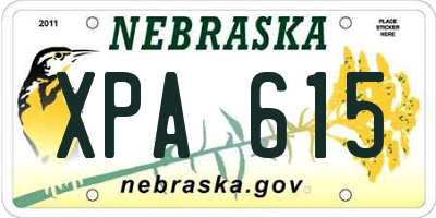 NE license plate XPA615
