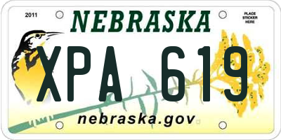 NE license plate XPA619