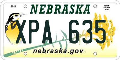 NE license plate XPA635