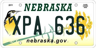 NE license plate XPA636