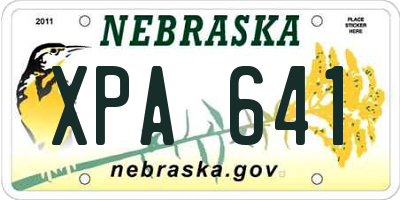 NE license plate XPA641
