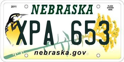 NE license plate XPA653