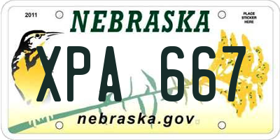 NE license plate XPA667