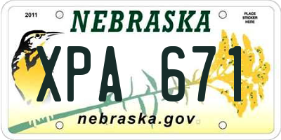 NE license plate XPA671