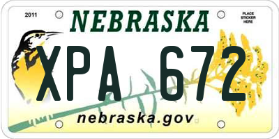 NE license plate XPA672