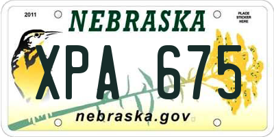 NE license plate XPA675