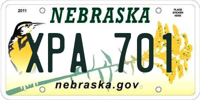 NE license plate XPA701