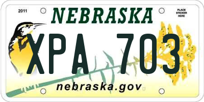 NE license plate XPA703