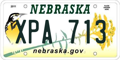 NE license plate XPA713