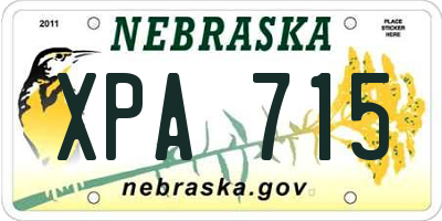 NE license plate XPA715
