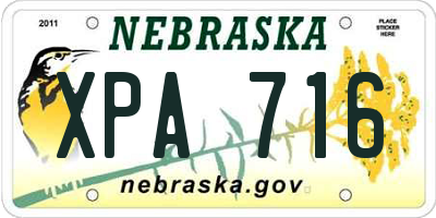 NE license plate XPA716
