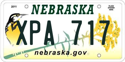 NE license plate XPA717