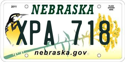NE license plate XPA718