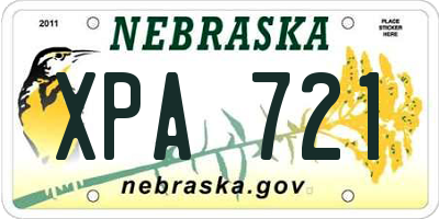 NE license plate XPA721