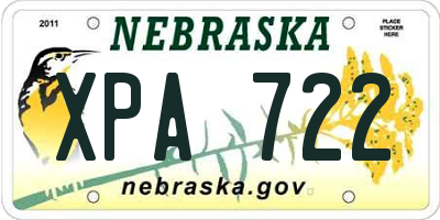NE license plate XPA722