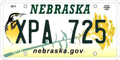 NE license plate XPA725