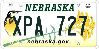 NE license plate XPA727