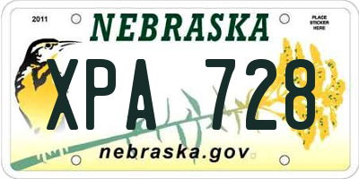NE license plate XPA728