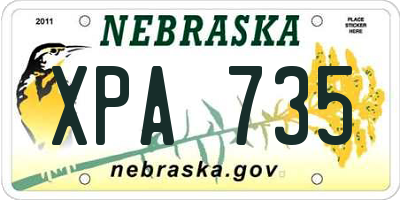 NE license plate XPA735