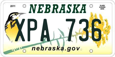 NE license plate XPA736