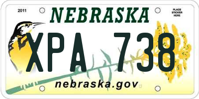 NE license plate XPA738