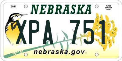 NE license plate XPA751