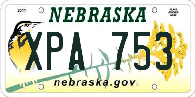 NE license plate XPA753