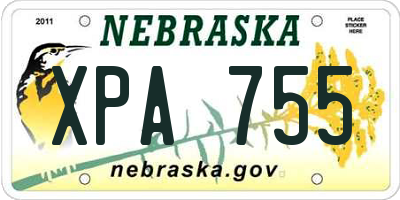 NE license plate XPA755