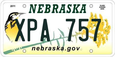 NE license plate XPA757