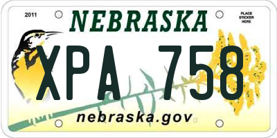 NE license plate XPA758