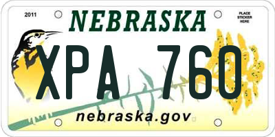 NE license plate XPA760