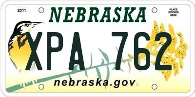 NE license plate XPA762