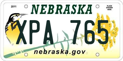 NE license plate XPA765