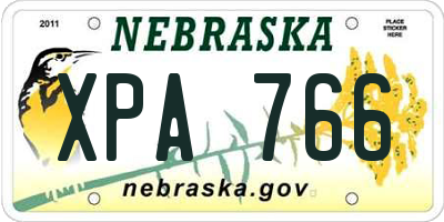NE license plate XPA766