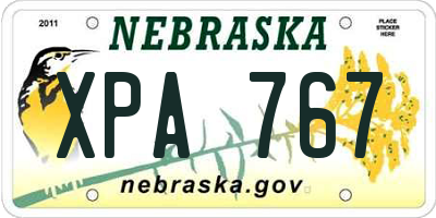 NE license plate XPA767