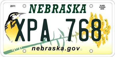NE license plate XPA768
