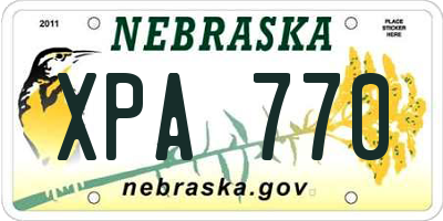 NE license plate XPA770