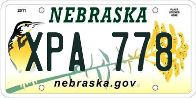 NE license plate XPA778